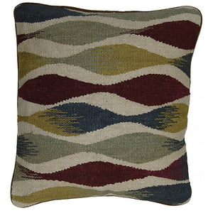 Jewel Tone Ocean Waves Tapestry Accent Cushion