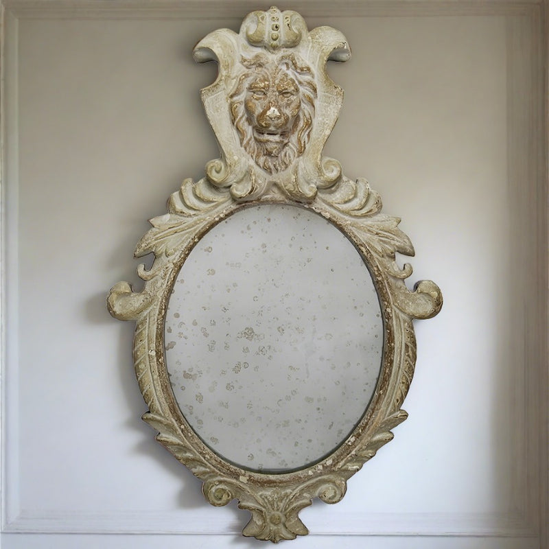Lion Head Ornate Wall Mirror - Adley & Company Inc. 