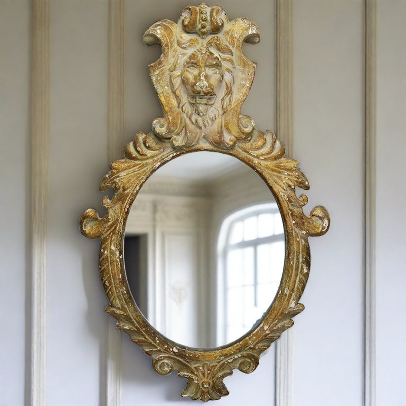 Lion Head Ornate Wall Mirror - Adley & Company Inc. 