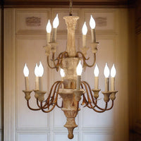 Emilie Antique Style Carved Wood Chandelier - Adley & Company Inc. 