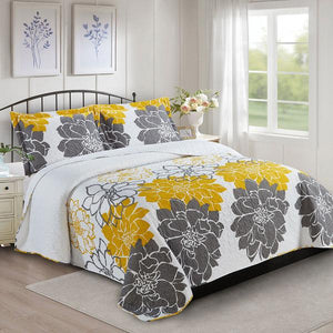 Gold and Grey Helena Bedspread Set - Adley & Company Inc. 