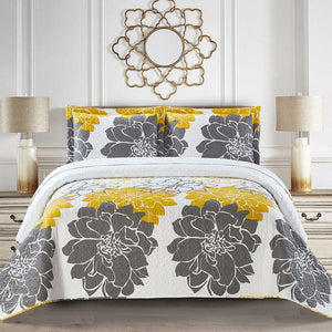 Gold and Grey Helena Bedspread Set - Adley & Company Inc. 