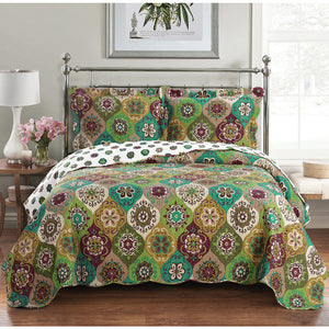 Microfiber Quilted Floral Bedspread Set,bedspread,Adley & Company Inc.