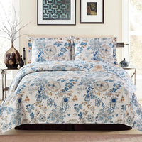 Blue Floral Coverlet Bedspread Set
