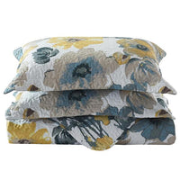 Large Floral Print Bedspread Coverlet Set
