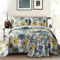 Large Floral Print Bedspread Coverlet Set