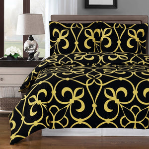 Black and Gold Cotton Duvet Cover,bedding set,Adley & Company Inc.