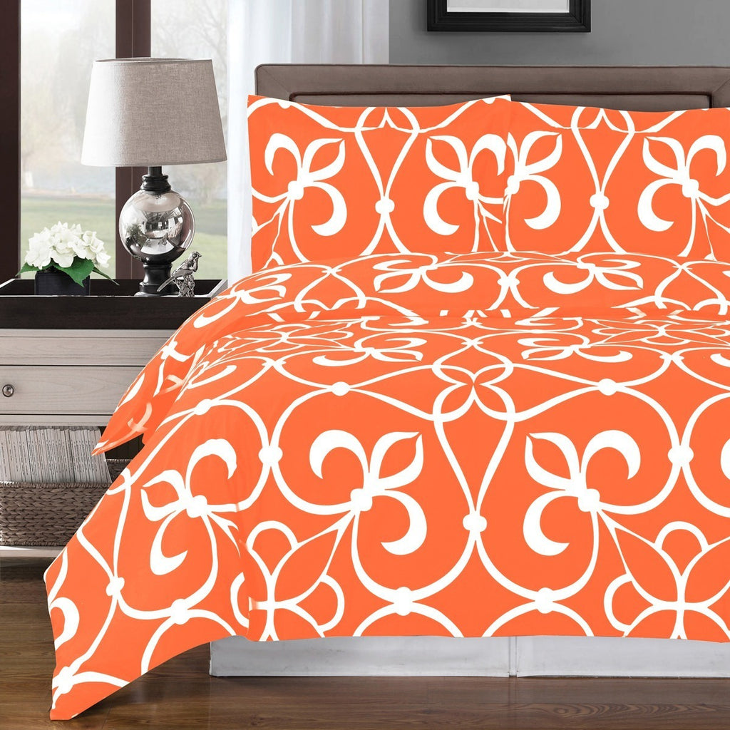 Tangerine Orange Cotton Duvet Cover Set,bedding set,Adley & Company Inc.
