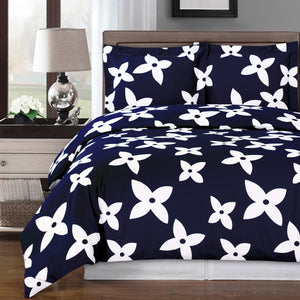 Navy Blue & White Duvet Cover Set,bedding set,Adley & Company Inc.