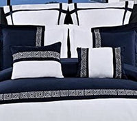 Blue and White Embroidered Mediterranean Duvet Cover Set