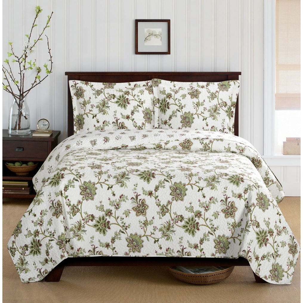 Quilted Floral Bedspread Set,bedspread,Adley & Company Inc.