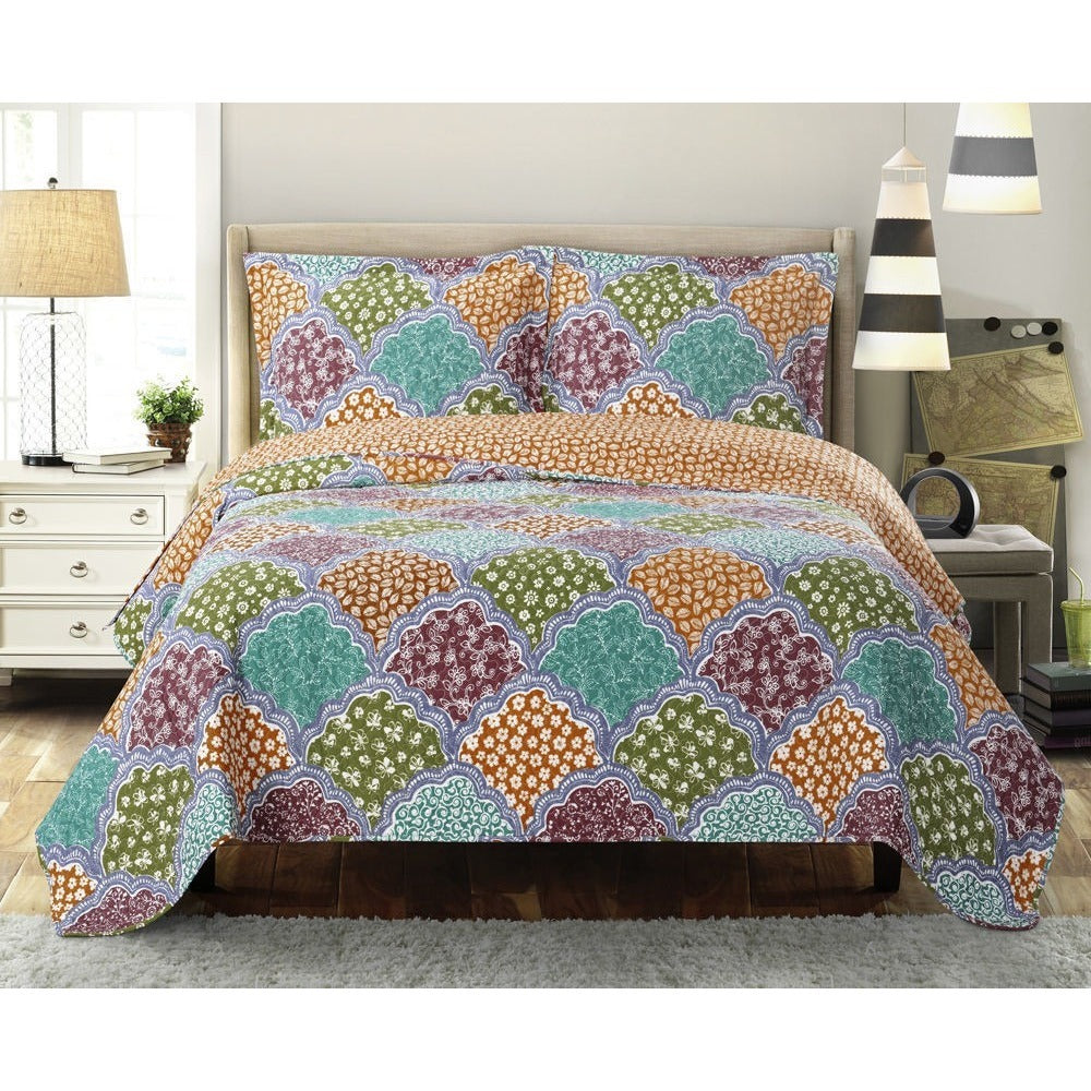 Floral Microfiber Quilted Bedspread Set,bedspread,Adley & Company Inc.