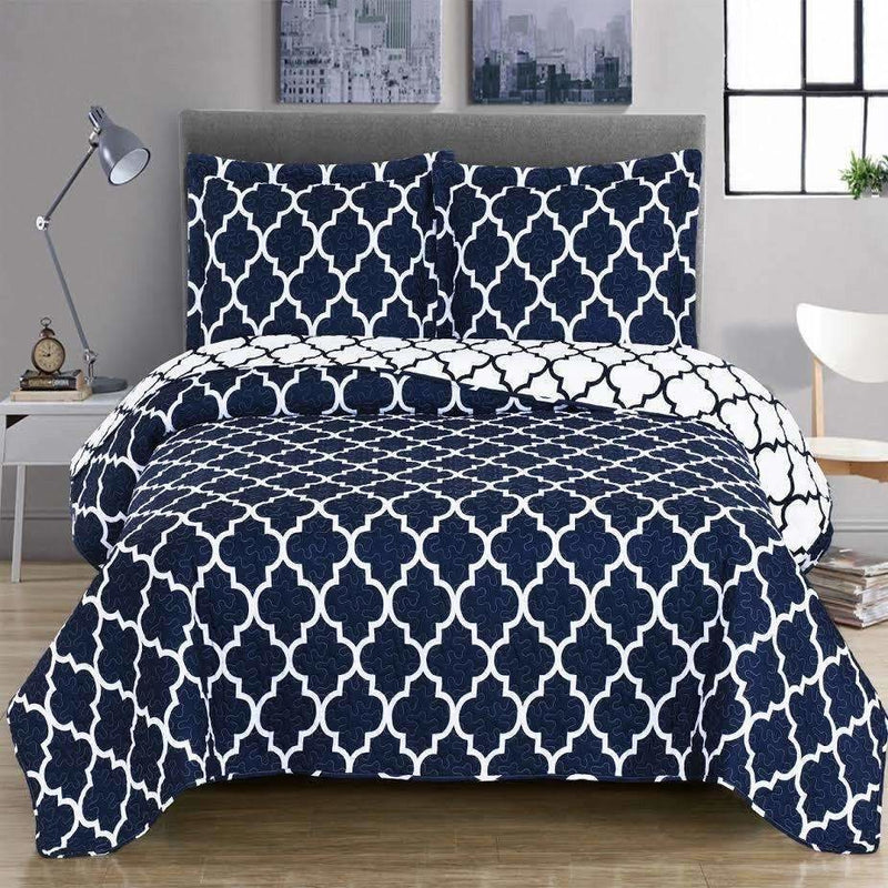 Quatrefoil Modern Quilted Bedspread Set,bedspread,Adley & Company Inc.
