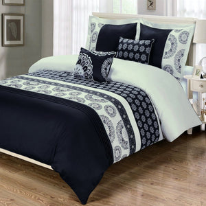Black and White Chelsea Medallion Comforter Set,comforter set,Adley & Company Inc.