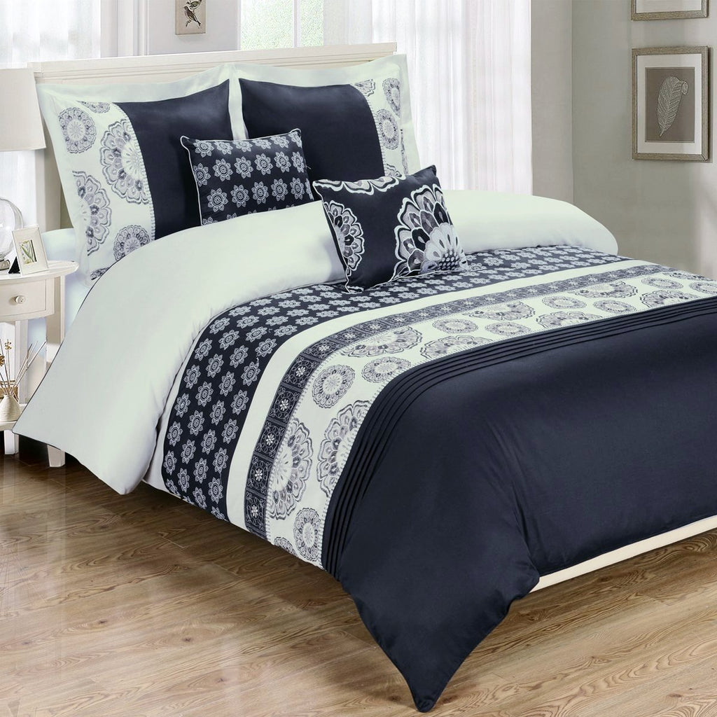 Black and White Chelsea Medallion Comforter Set,comforter set,Adley & Company Inc.