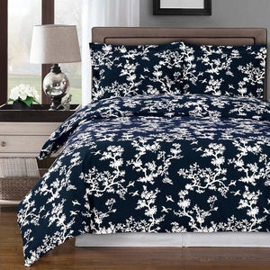 Lucy Navy Blue and White Duvet Cover Set