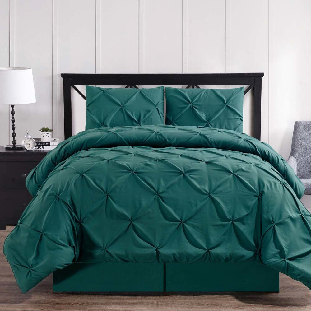 Luxury Soft Pinch Pleated Comforter Set in Deep Teal,comforter,Adley & Company Inc.