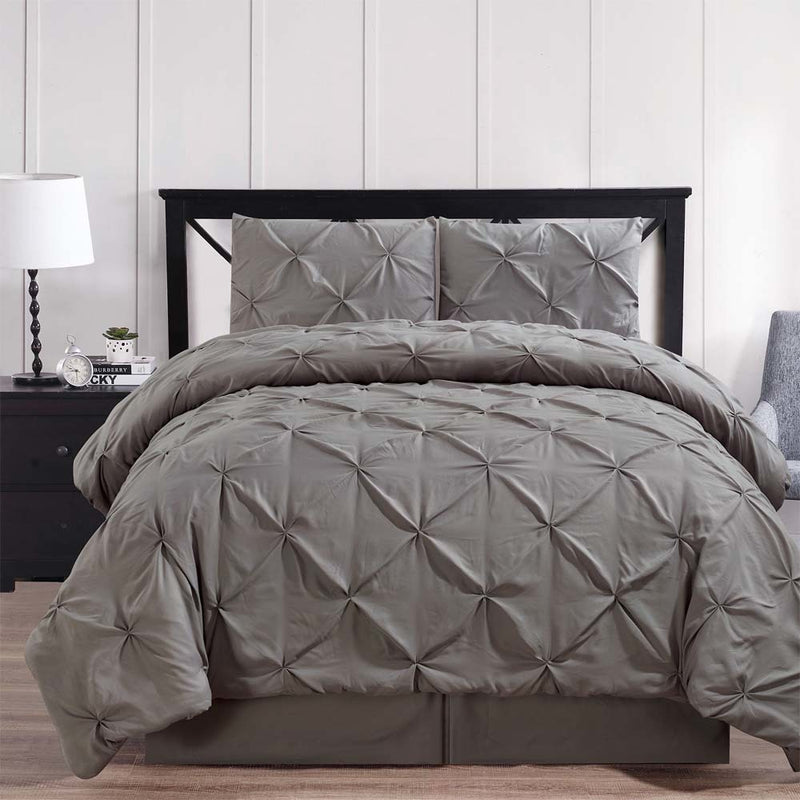 Luxury Soft Pinch Pleated Comforter Set in Grey,comforter,Adley & Company Inc.