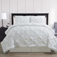 Luxury Soft Pinch Pleated Comforter Set in White,comforter,Adley & Company Inc.
