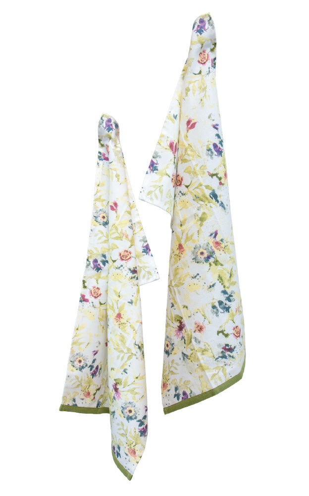 Packed Flowers Tea Towels, Set of 4 - Adley & Company Inc. 