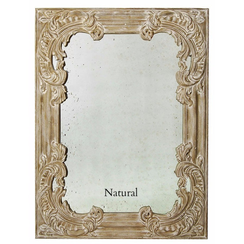 Edmund Carved Wood Rectangle Wall Mirror - Adley & Company Inc. 