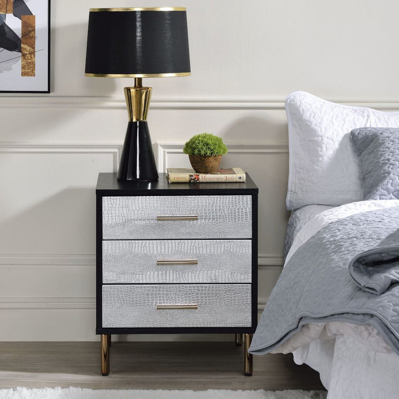 Nightstand with Faux Crocodile Print - Adley & Company Inc. 