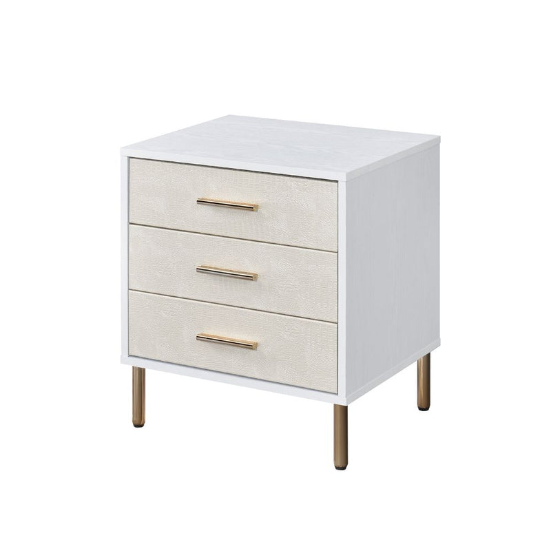 Nightstand with Faux Crocodile Print - Adley & Company Inc. 