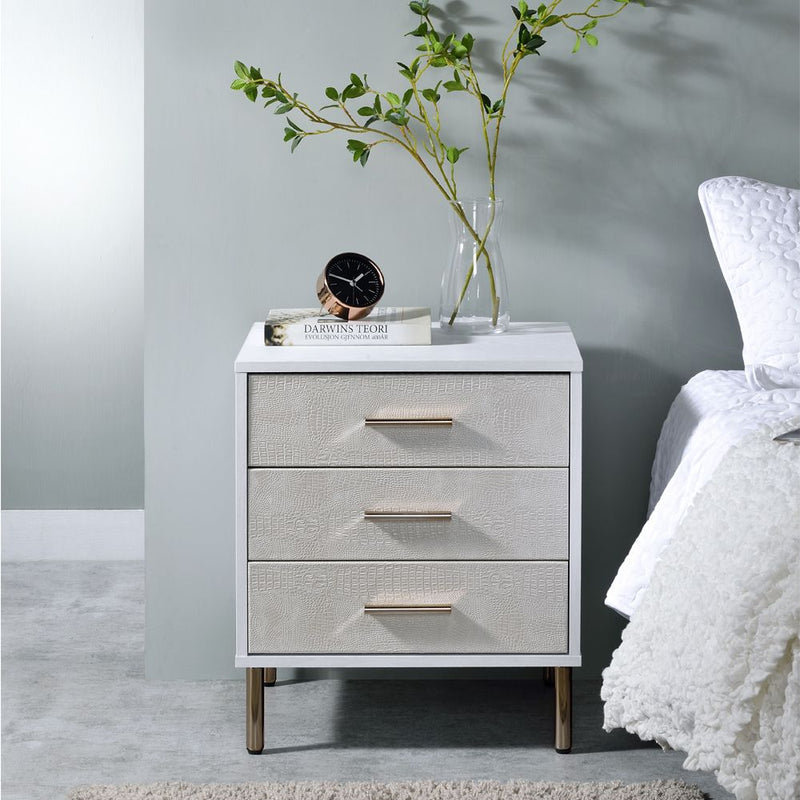 Nightstand with Faux Crocodile Print - Adley & Company Inc. 
