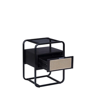 Colson Cane and Black Wood Night Stand