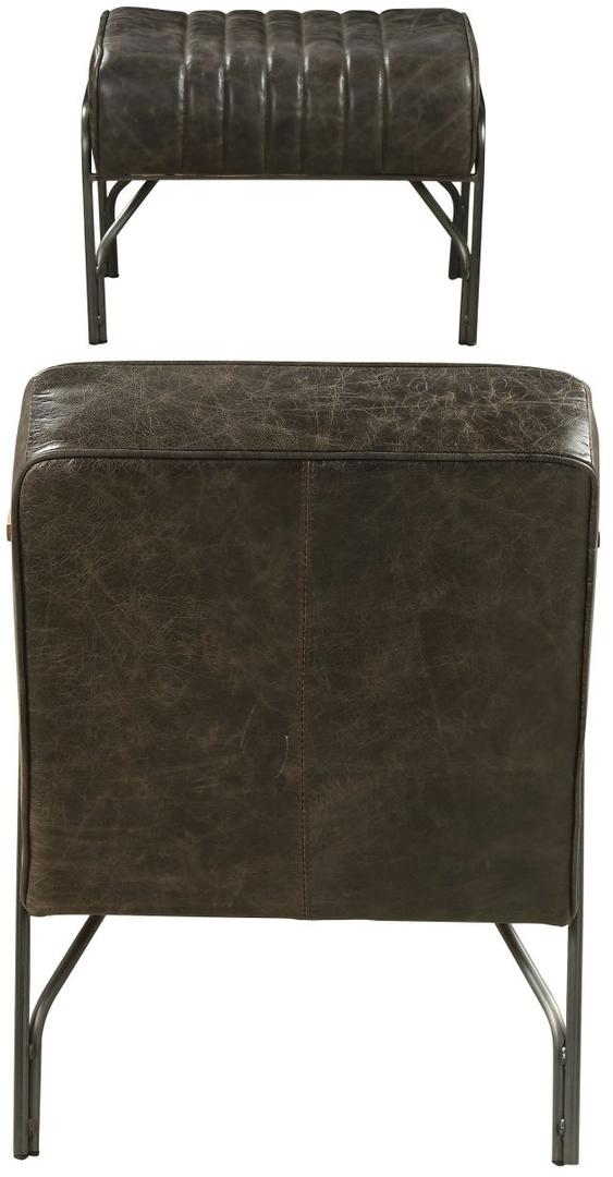 Industrial Leather and Metal Chair and Ottoman Set,desk chair,Adley & Company Inc.
