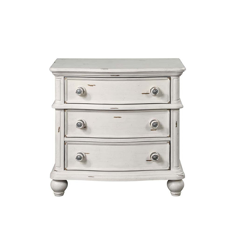 Jaqueline Nightstand, Side Table in Antique White - Adley & Company Inc. 