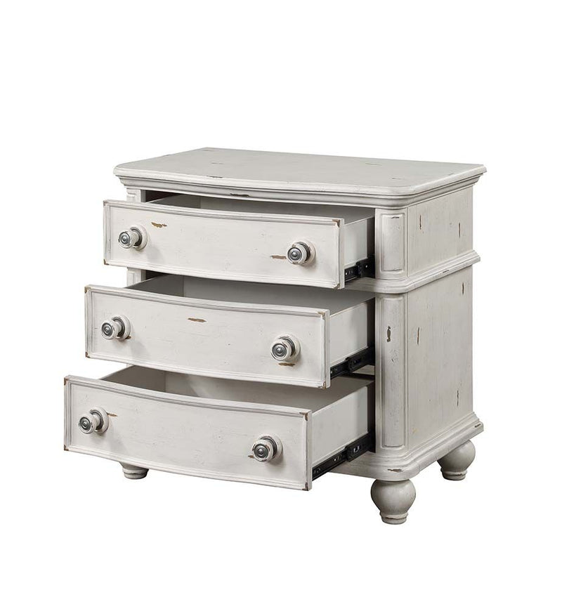 Jaqueline Nightstand, Side Table in Antique White - Adley & Company Inc. 