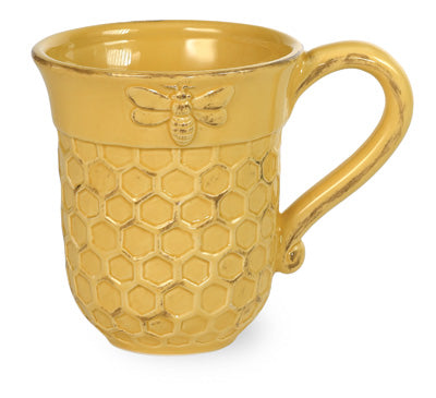 Honeycomb Bee Yellow Mugs, Set of 4
