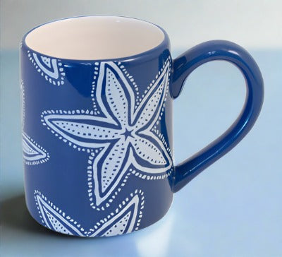 Blue Starfish Mugs, Set of 6