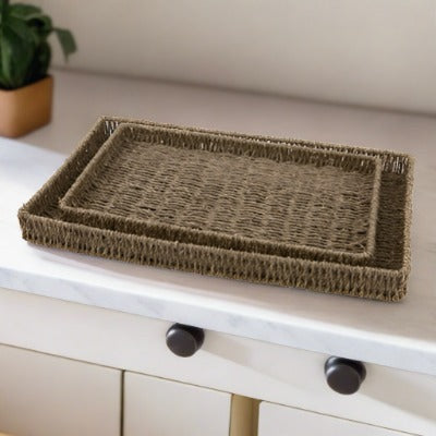 Seagrass Basket Trays, Set of 2