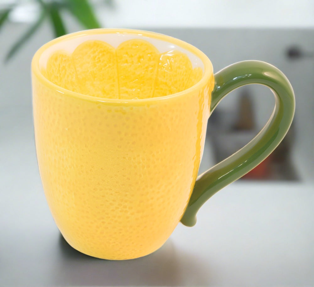 Bright Yellow Lemon Drop Mugs, Set of 6