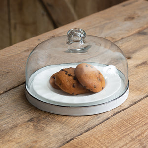 Seafoam Glass Cloche Display Tray