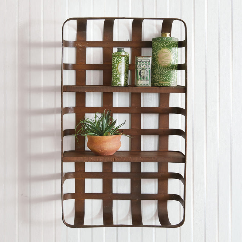 Rustic Tobacco Basket Wall Shelf