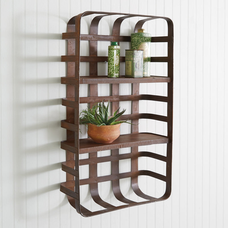 Rustic Tobacco Basket Wall Shelf
