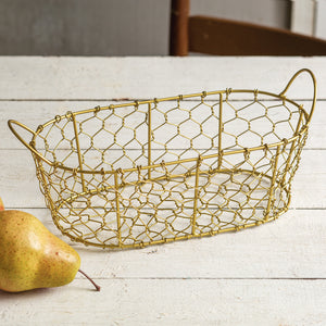 Set of 4 Oval Gold Wire Baskets