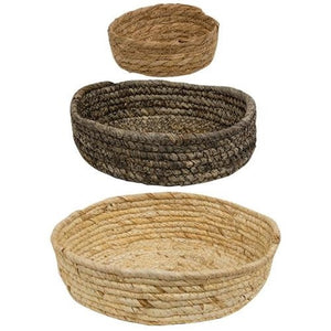Corn Husk Rope Basket Trays, Set of 3 - Adley & Company Inc. 