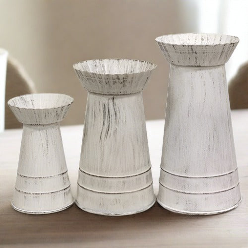 Chic Fluted Pillar Candle Holders, Set of 3
