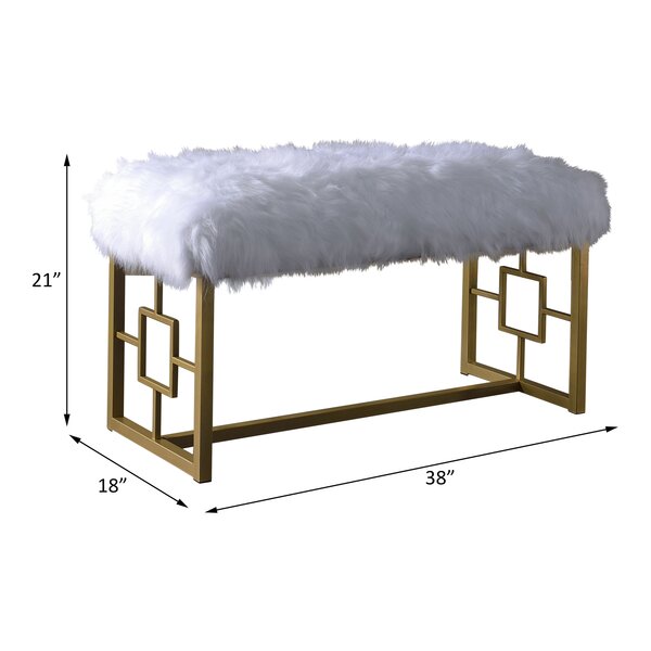 Shaggy Faux Fur and Gold Glam Bench