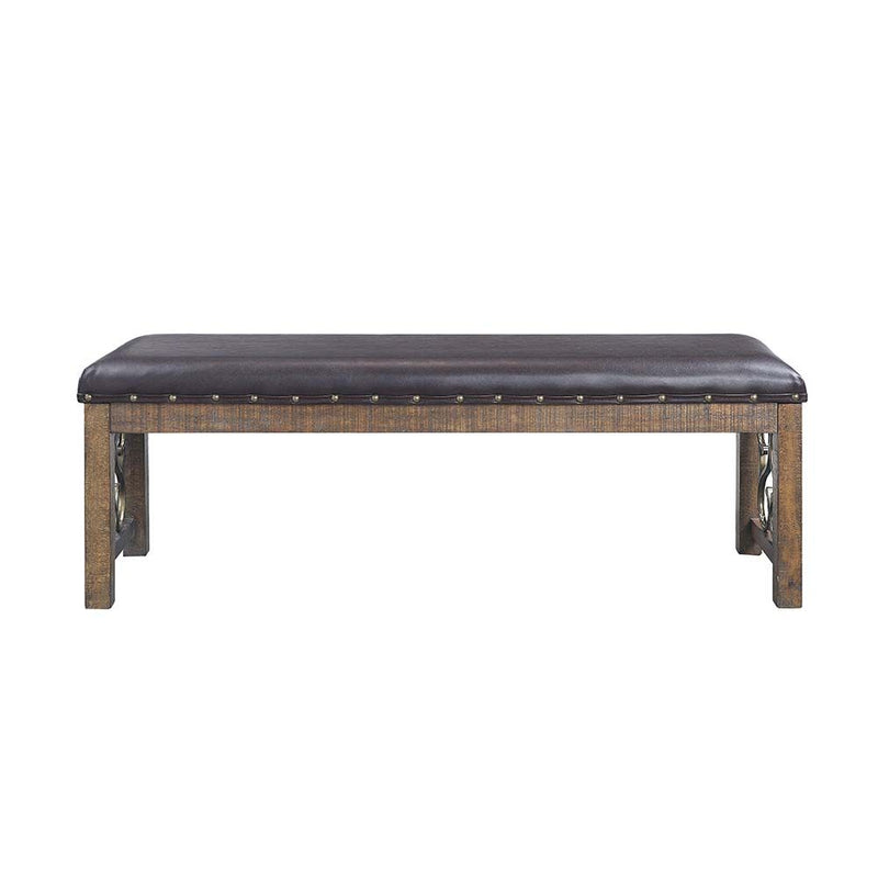 Raphaela Faux Leather and Wood Bench