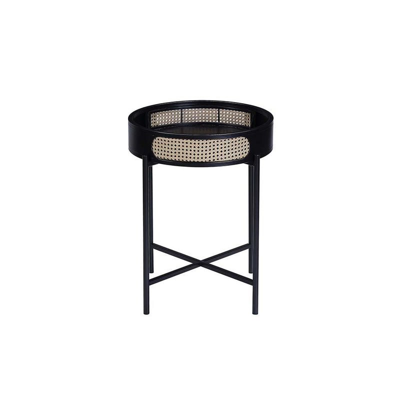 Colson Cane and Black Wood End Table