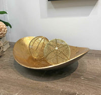 Bronze & Gold Metallic Oval Bowl - Adley & Company Inc. 
