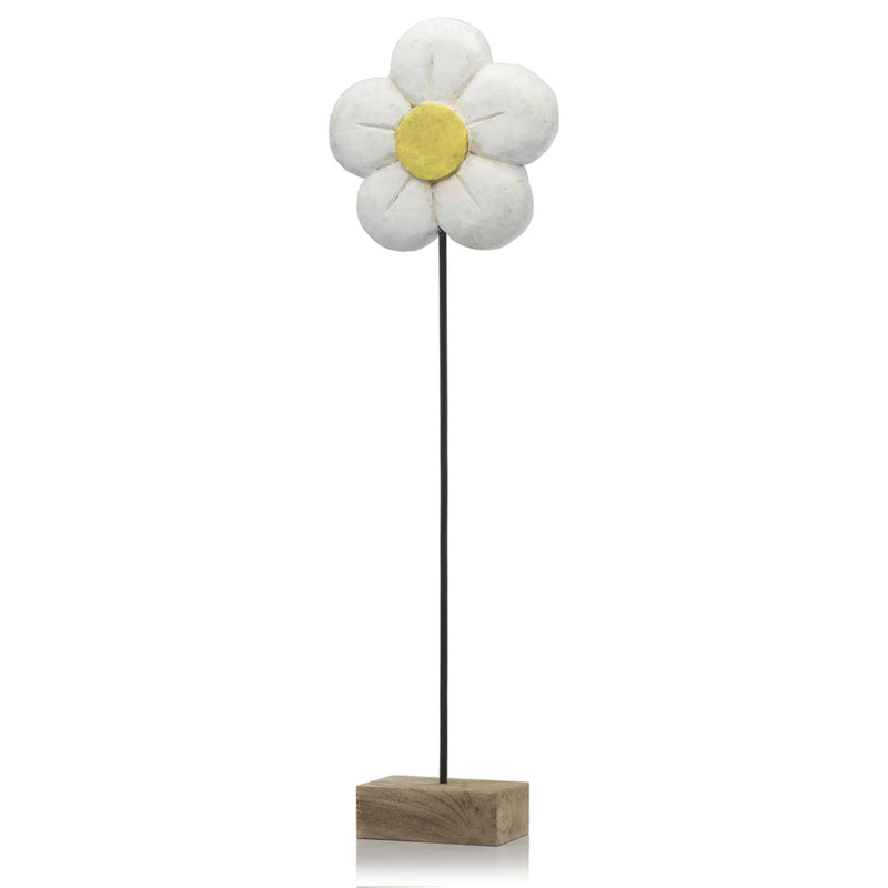 Hand Carved Wood Daisies on Stand