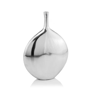 Cuello Long Neck Silver Metal Vase,vase,Adley & Company Inc.