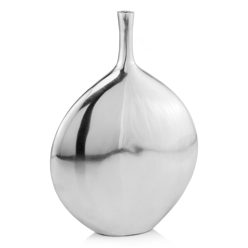 Cuello Long Neck Silver Metal Vase,vase,Adley & Company Inc.
